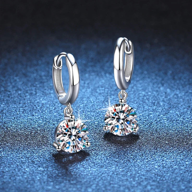 NeeTim 2ct Moissanite Earrings100% S925 Sterling Silver Orginal Drop Earring Wedding Bride Jewelry with Certificate for Women Vera Lux