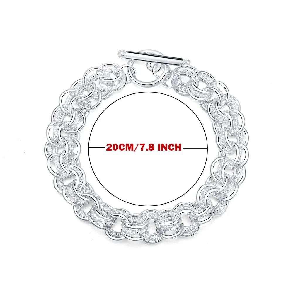 Fashion 925 Sterling Silver Ring Round Bracelets For Women Men Wedding Luxury Quality Jewelry Vera Lux