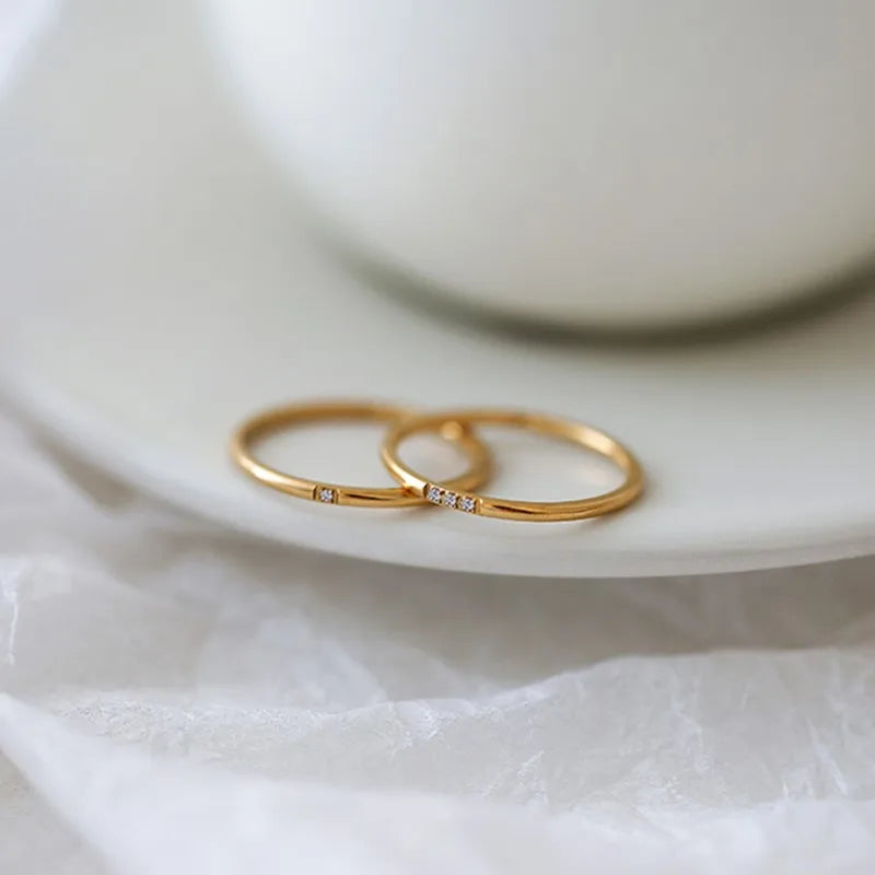 1mm Thin Stainless Steel CZ Inlay Stackable Ring Wedding Band for Women Girl Size 3-10 Vera Lux