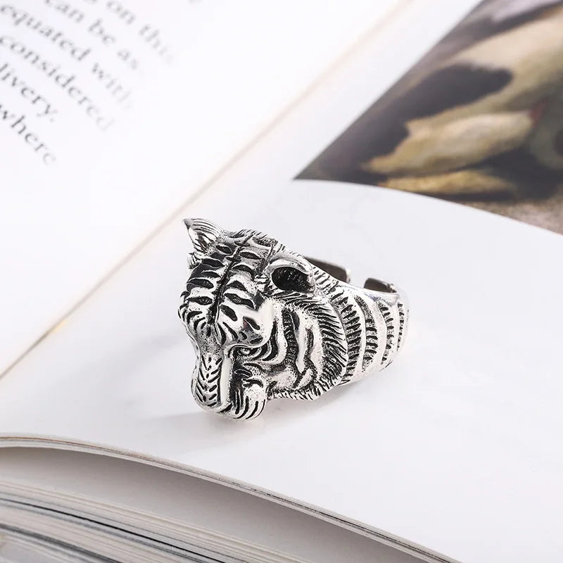 925 Sterling Silver Tiger Adjustable Rings For Women Engagement Female Jewelry Accessories  Jewellery Vera Lux