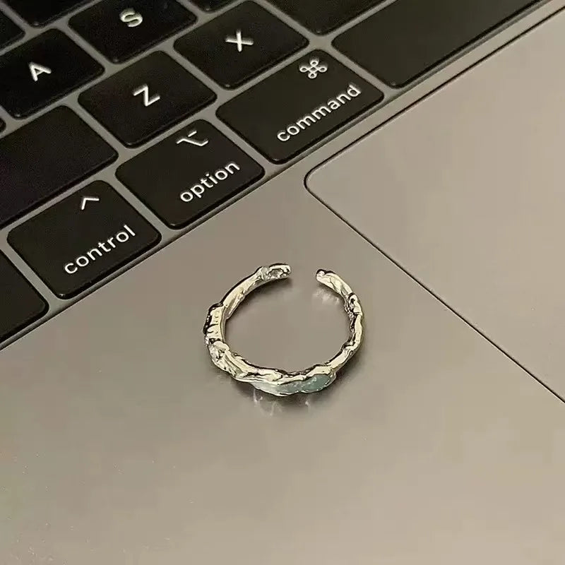 925 Sterling Silver Luxury Quality Jewelry Irregular Drop Glue Adjustable Rings For Women Accessories Jewellery Argent 925 Vera Lux