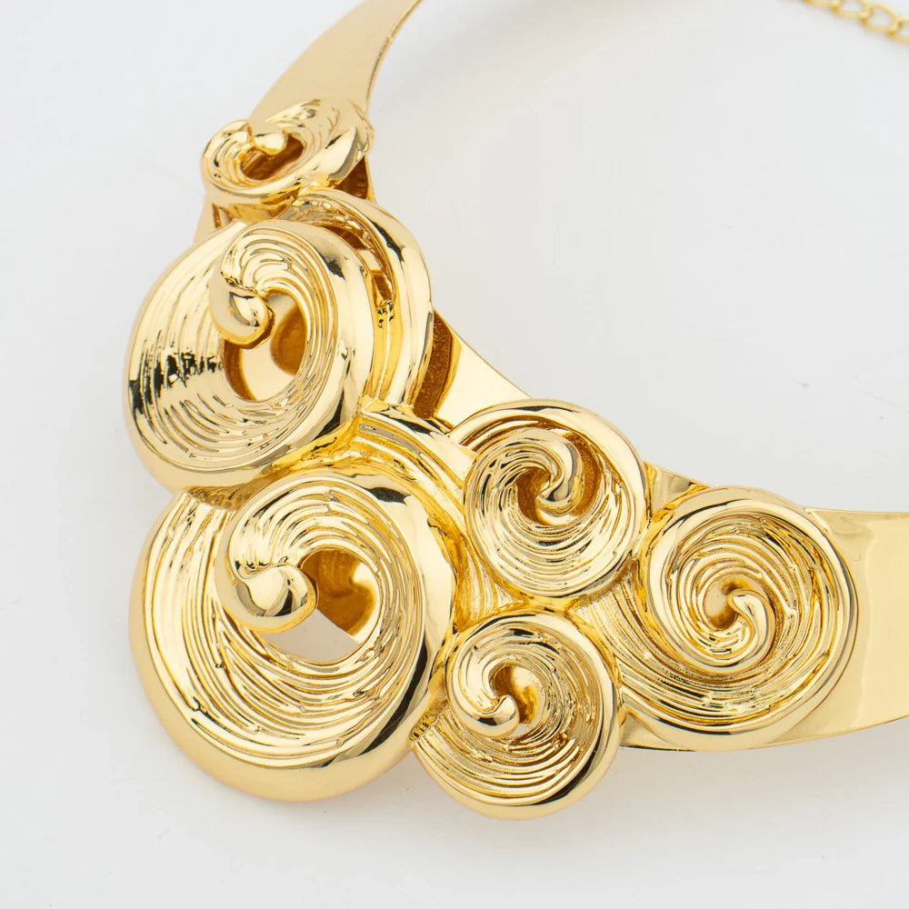 Dubai Big Jewelry Set Design for Women Wedding Bride Necklace Brazili Gold Plated Collor Earrings Bracelet Ring for Party Gift Vera Lux