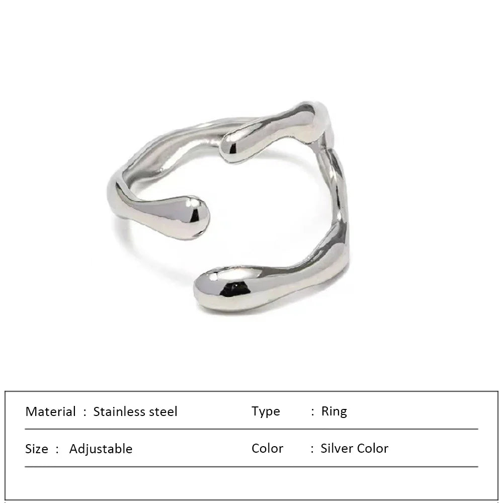 Simple Stainless Steel Adjustable Women's Ring Statement Jewelry for Women Designer Opening Finger Ring Wholesale Dropshipping Vera Lux