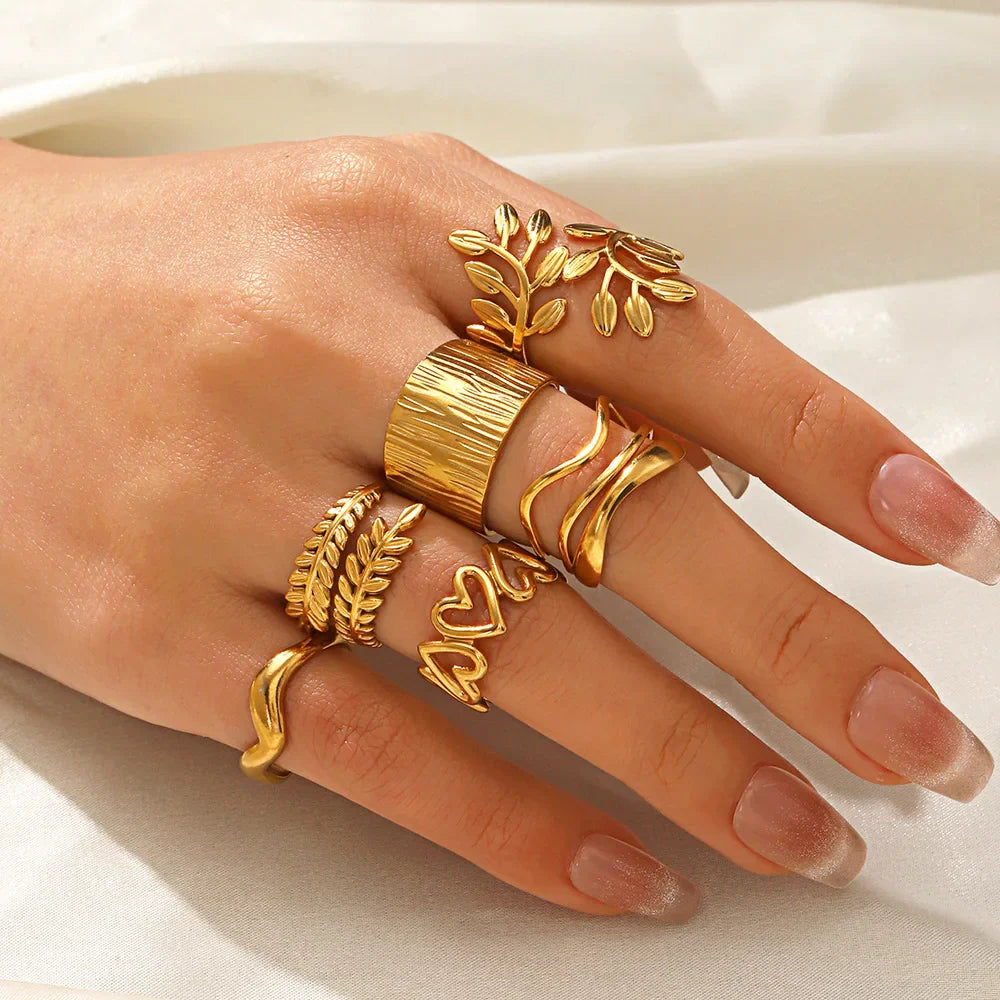 1Pc Stainless Steel Gold Color Rings For Women Waterproof Geometric Open Finger Ring Girls Fashion Daily Jewelry Accessories Vera Lux