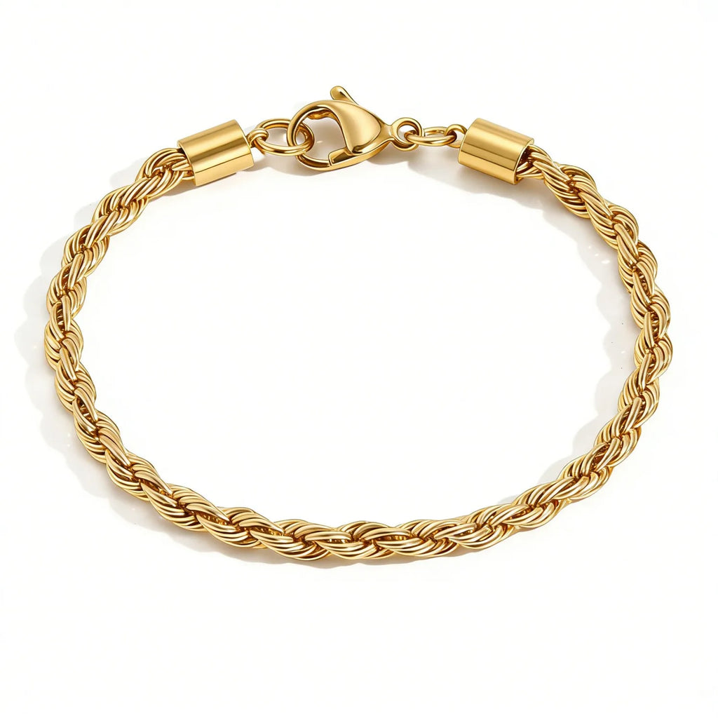Twisted Rope Chian Bracelet for Woman Hip Hop Punk Gold Color Stainless Steel Gold Color Necklace Fashion Jewelry Gift Vera Lux