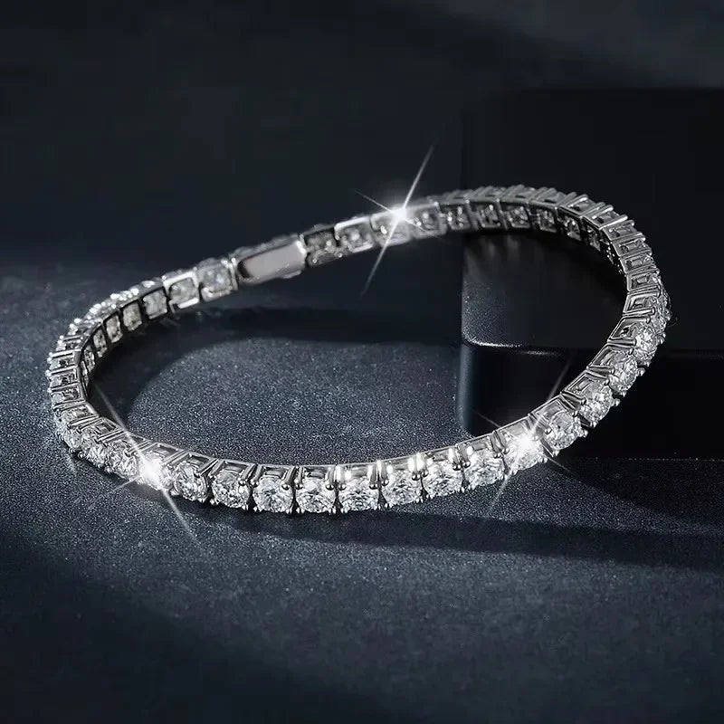 NeeTim 3mm 4mm 5mm 6.5mm Moissanite Tennis Bracelet Original s925 Sterling Silver Lab Diamond Bracelets for Women Men Chains Vera Lux