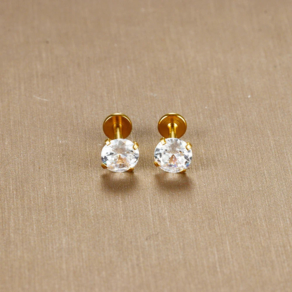 2PC Labret Tragus Stud Earrings 16G Surgical Stainless Steel CZ Crystal  Monroe Helix Cartialge Conch Medusa Lip Body Piercing Vera Lux