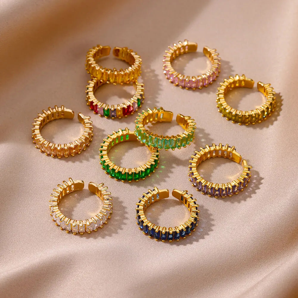 Anillos Gold Color Cubic Zirconia Chic Rings For Women 2025 Punk Elegant Wedding Party Aesthetic Stainless Steel Ring Jewelry Vera Lux
