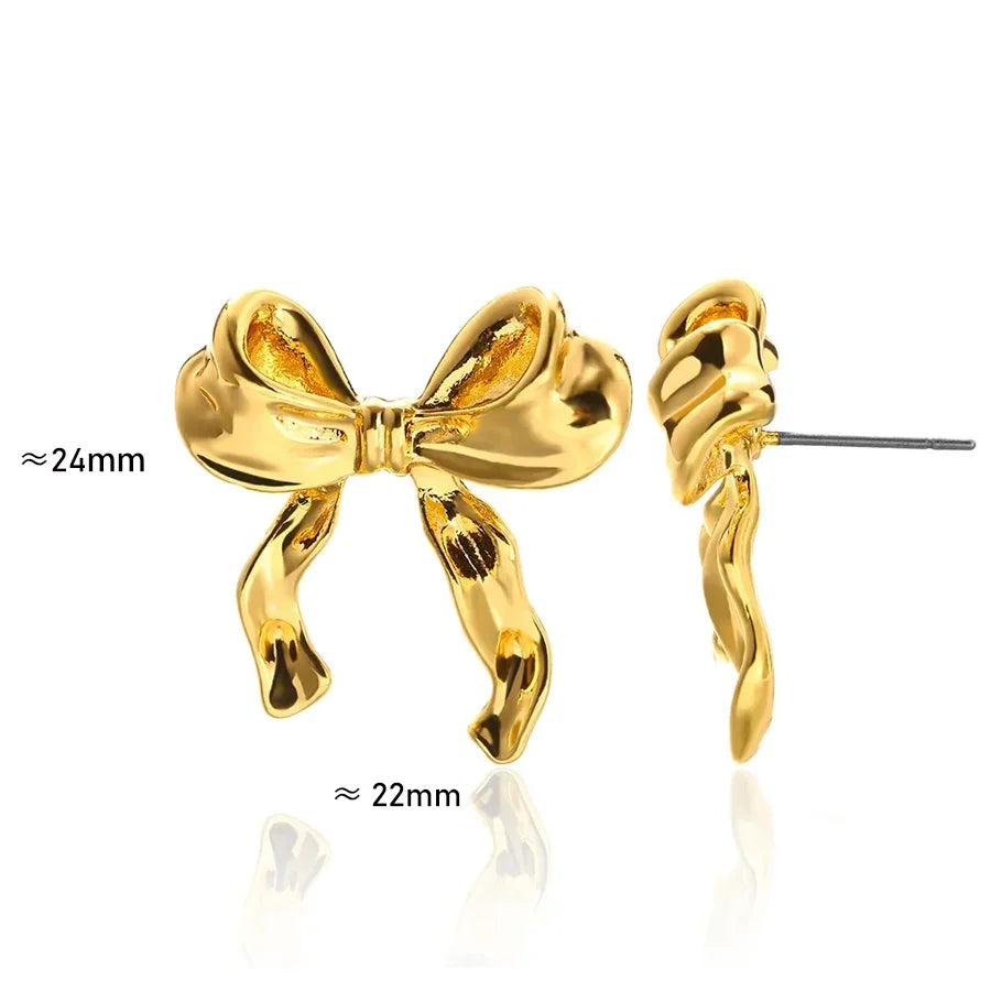 Vintage Bowknot Stainless Steel Earrings For Women Elegant Jewelry Gold Plated Stainless Steel Stud Earring Christmas Jewelry Vera Lux