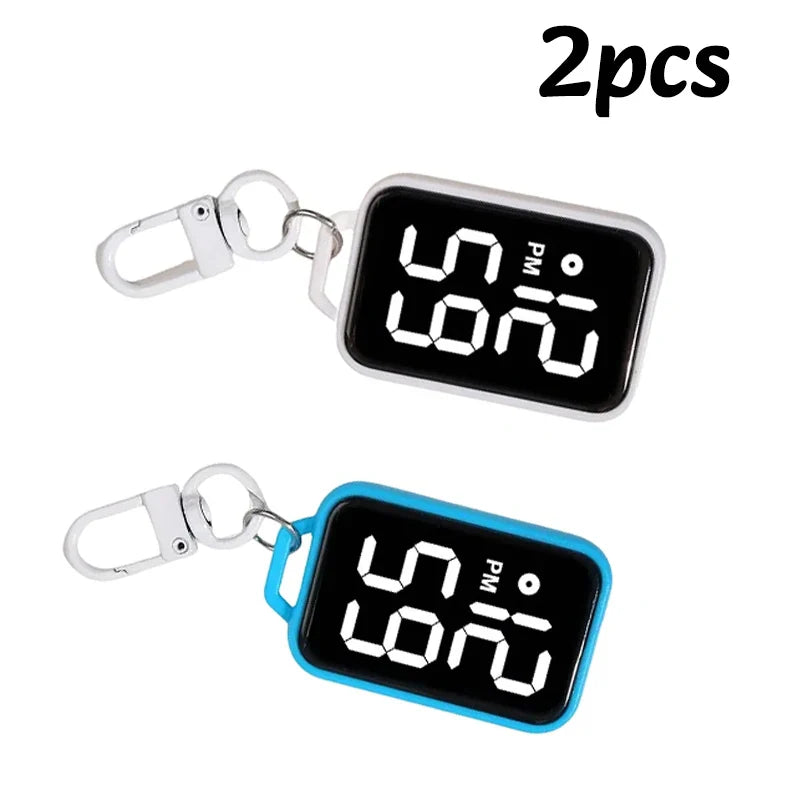 1PC LED Keychain Pocket Watch Digital Display Electronic Watch Student Backpacks Keys Pendant Cartoon Small Hanging Watch Gift Vera Lux
