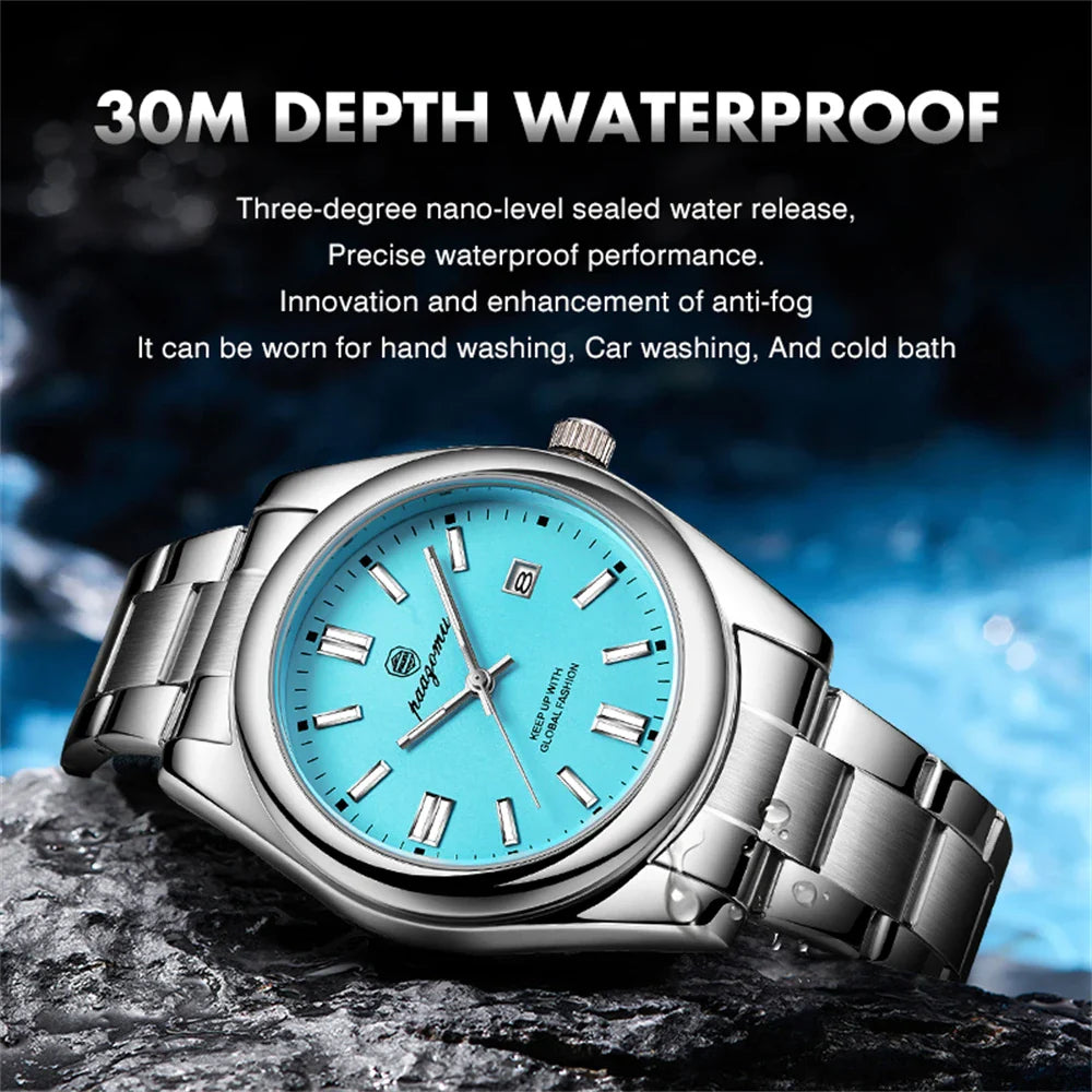 PAAZOMU Classic Casual Quartz Watch Men Waterproof Luminous Dial Business Dress Wristwatch Comfortable Band Analog Display Gift Vera Lux