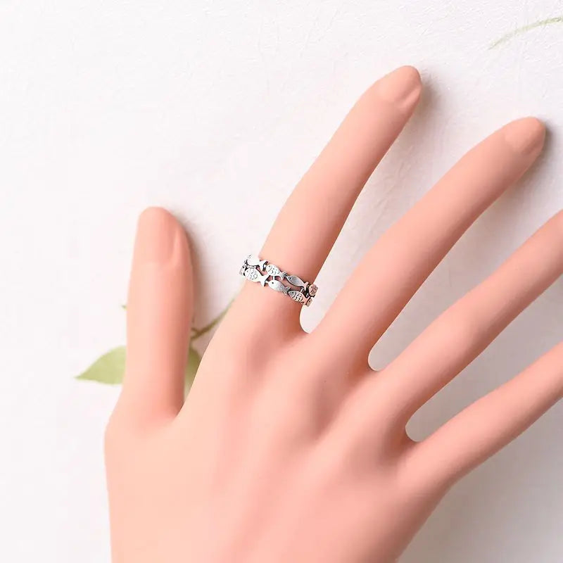 925 Sterling Silver Bilayer Fish Adjustable Rings For Women Engagement Wedding Luxury Quality Aesthetic Jewelry Jewellery Vera Lux