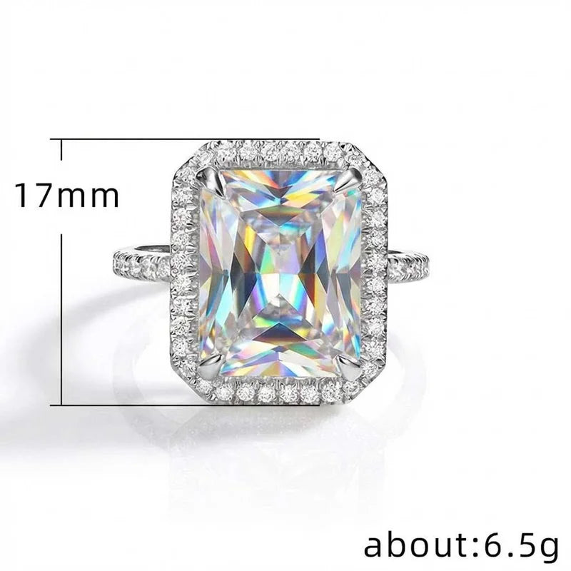 925 Sterling Silver Gorgeous Bridal Wedding Ring for Women Big Stone Crystal Square AAA Cubic Zirconia Elegant Statement Jewelry Vera Lux