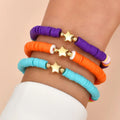 Fashion Rainbow Stackable Bracelets Set For Women Heart Charm Soft Clay Pottery Layering Beads Chain Bangle Female Boho Jewelry Vera Lux
