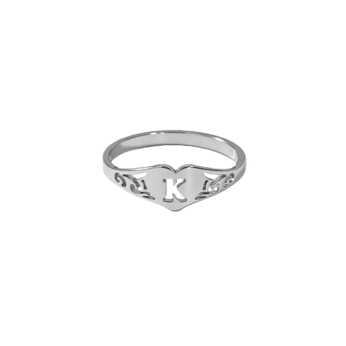 Stainless Steel A-Z Letter Heart Rings For Women Silver Color Hollow Initial Letter Ring Aesthetic Wedding Jewelry Gift Vera Lux