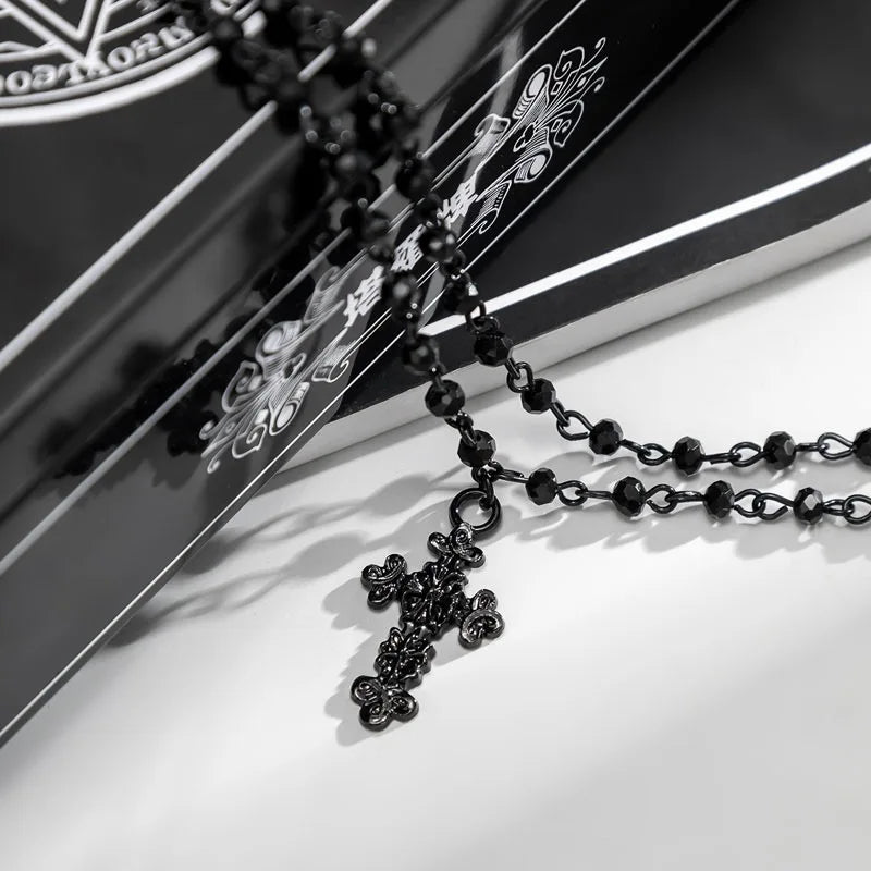 2Pcs/Pack necklace Set cross Crystal Necklace Female Retro Sweet Cool Style Double Layer Pendant Collarbone Chain Jewelry Vera Lux