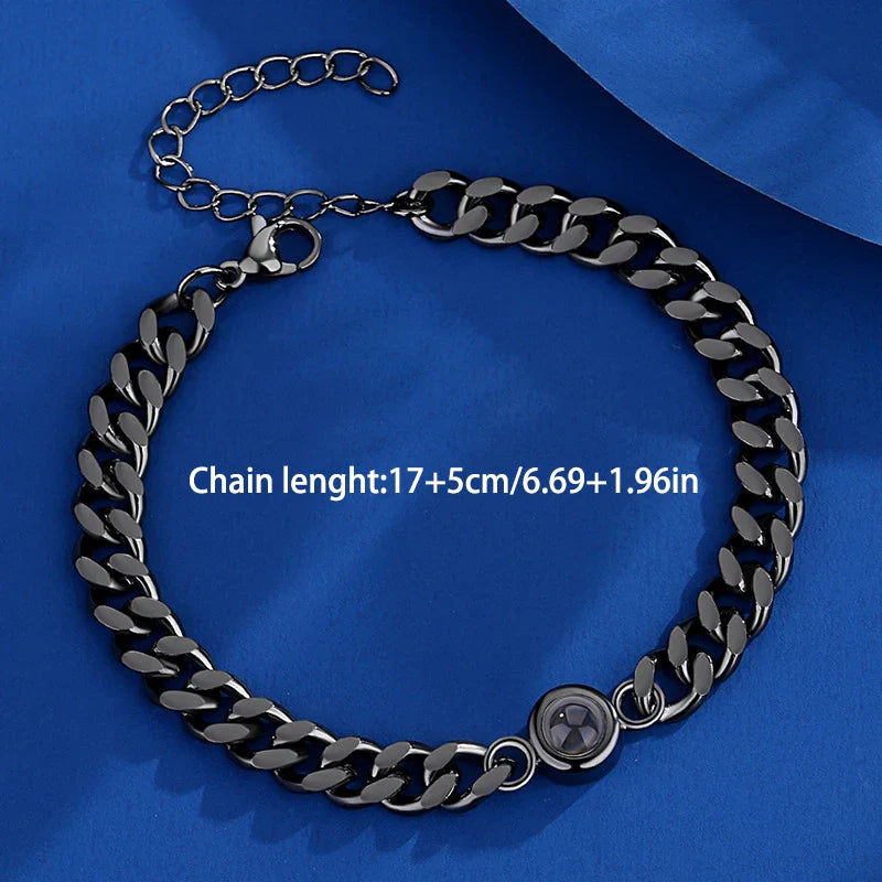 Custom Color Picture Projection Bracelet Titanium Steel Cuban Chain For Girlfriend Lover 2025 Valentine Birthday Romantic Gifts Vera Lux