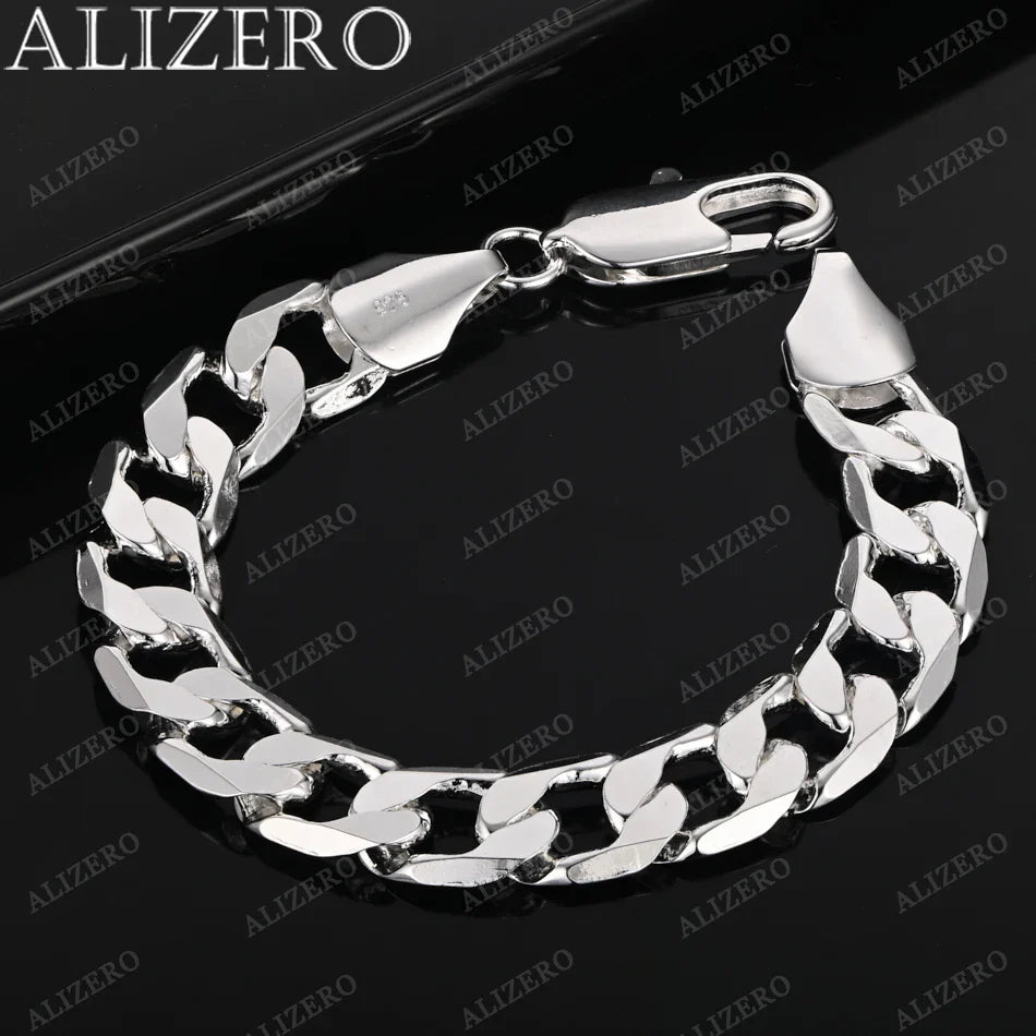 ALIZERO 925 Sterling Silver Bracelet 4/6/8/10/12mm Side Chain Bracelets For Men Women Fashion Fine Jewelry Wholesale Vera Lux