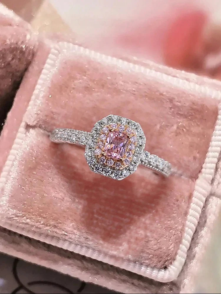 925 Sterling Silve Fashion Delicate Sweet Pink Zircon Ring For Women Anniversary Luxury Personalized High Quality Fine Jewelry Vera Lux