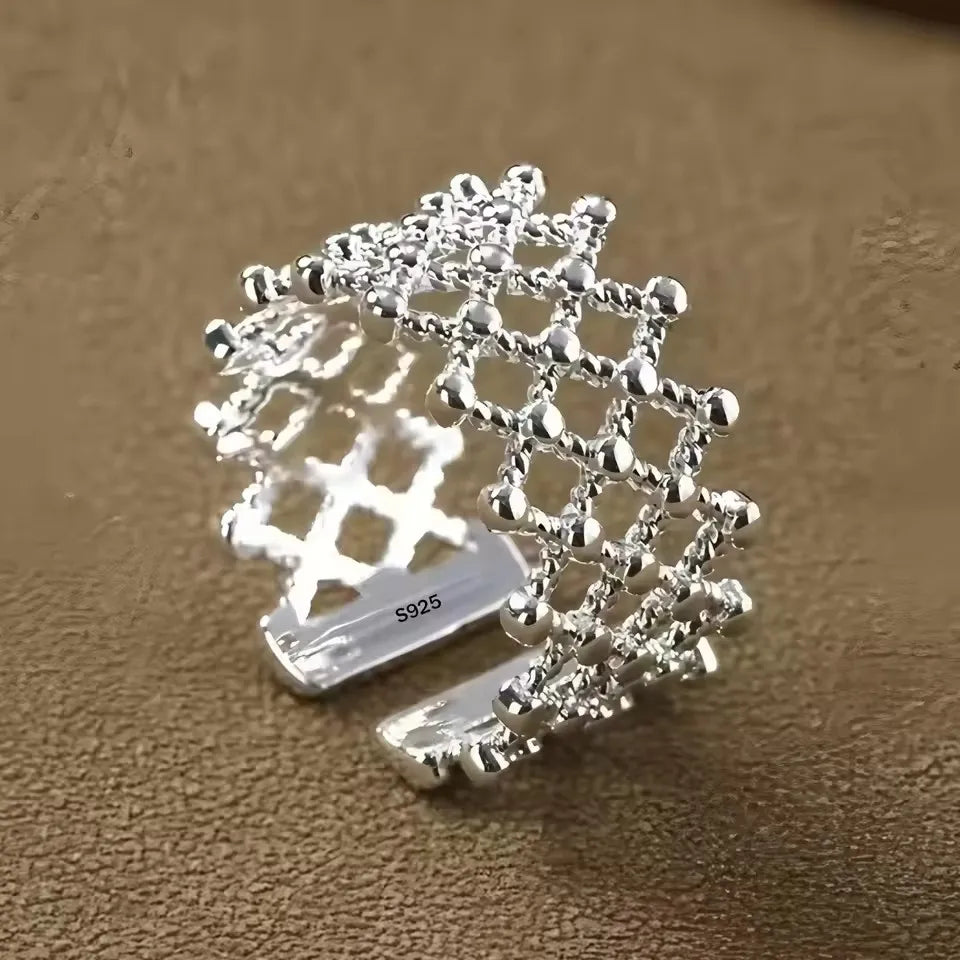 925 Sterling Silver Chain Knot Ring For Women Wrap Wide Band Rock Geometry Punk Jewelry Gift Wholesale Dropshipping Vera Lux