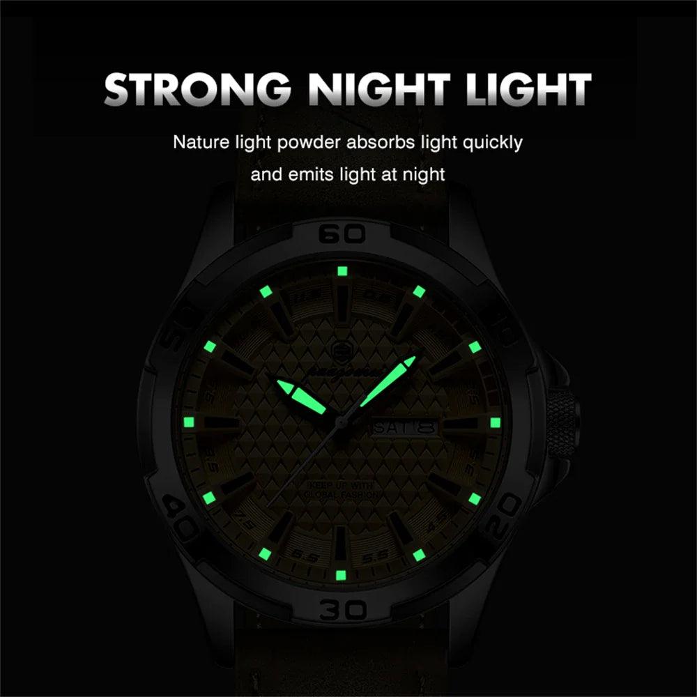 PAAZOMU Original Man Wristwatch Top Luxury Waterproof Luminous Date Week Watch For Men Quartz Sport Leather Men's Watches Reloj Vera Lux