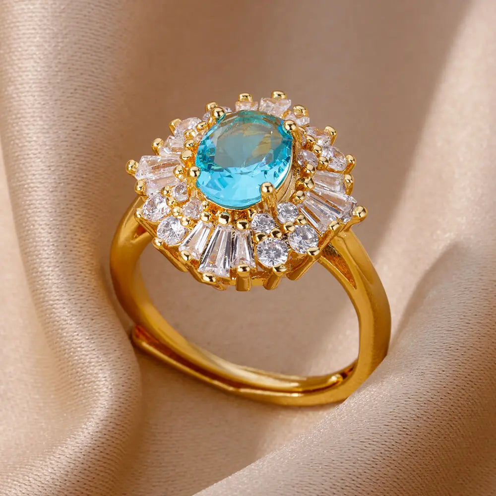 Zircon Stone Rings for Women Stainless Steel Gold Color 2024 New Trend Wedding Ring Jewelry Gift bague femme anillos mujer Vera Lux