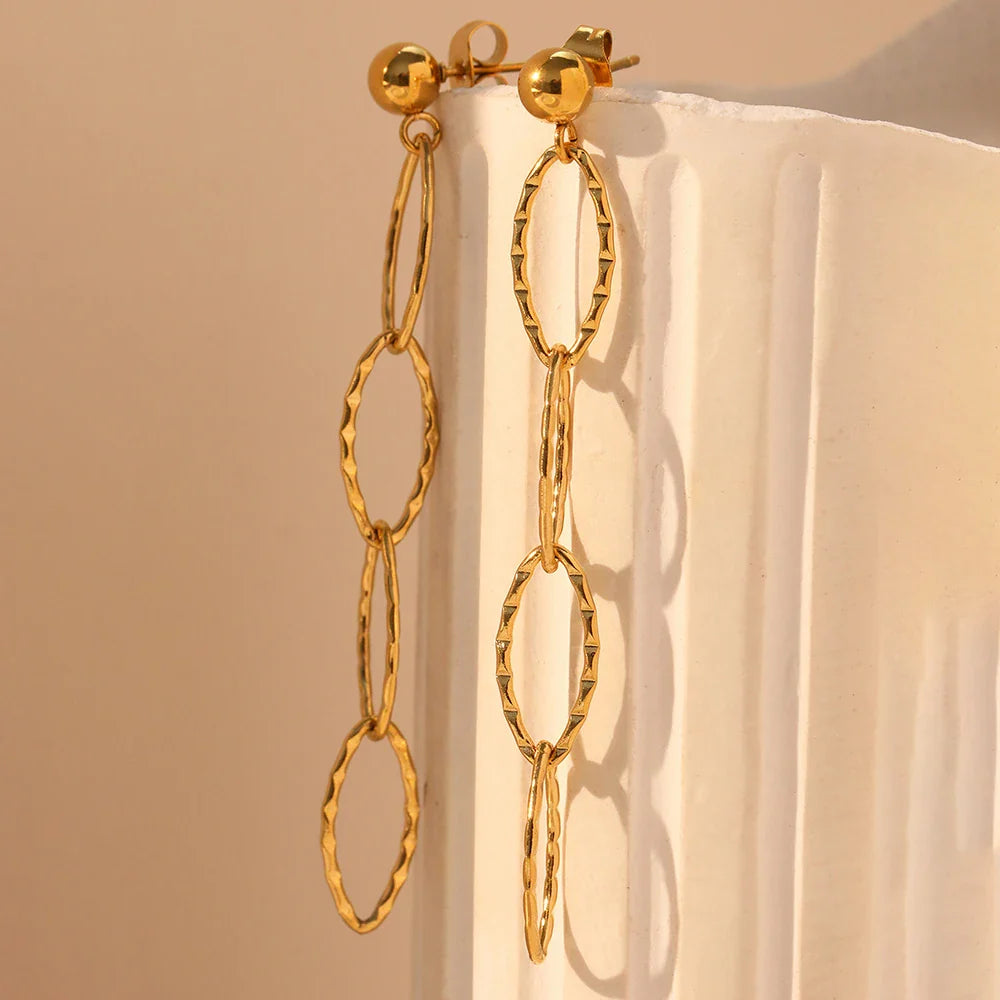 Stainless Steel Earrings Personality Irregular circle Long Fashion Simplicity High-end Sense Dangle Earrings For Women Jewelry Vera Lux