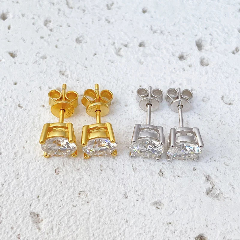 NeeTim 0.2-2ct Moissanite Earrings For Women 925 Sterling Silver Ear Studs with Yellow Gold Plated Lab Diamond Wedding Jewelry Vera Lux