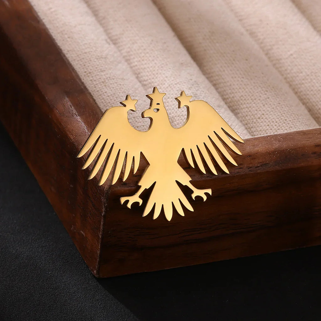 Gold Color Punk Eagle Stars Brooches For Men Women Fashion Geometric Animals Emblem Brooch Stainless Steel Jewelry Birthday Gift Vera Lux