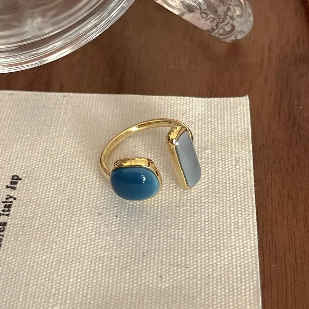 Vintage White Enamel Metal Irregular Shape Geometric Open Adjustable Ring for Women Girl Jewelry Birthday Gifts Anillo Hombre Femstylo