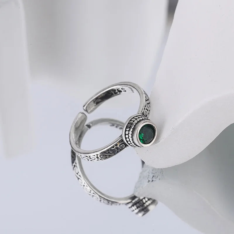 925 Sterling Silver Green Zircon Rings For Women Wedding Engagement Female Vintage Luxury Jewelry Accessories Jewellery Vera Lux