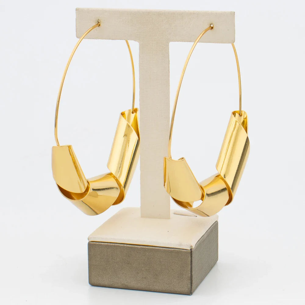 Luxury Gold Plated Dubai Jewelry Set For Women African Copper Twist Bold Design Earrings Necklace Bracelet Quality Jewelry Gift Vera Lux