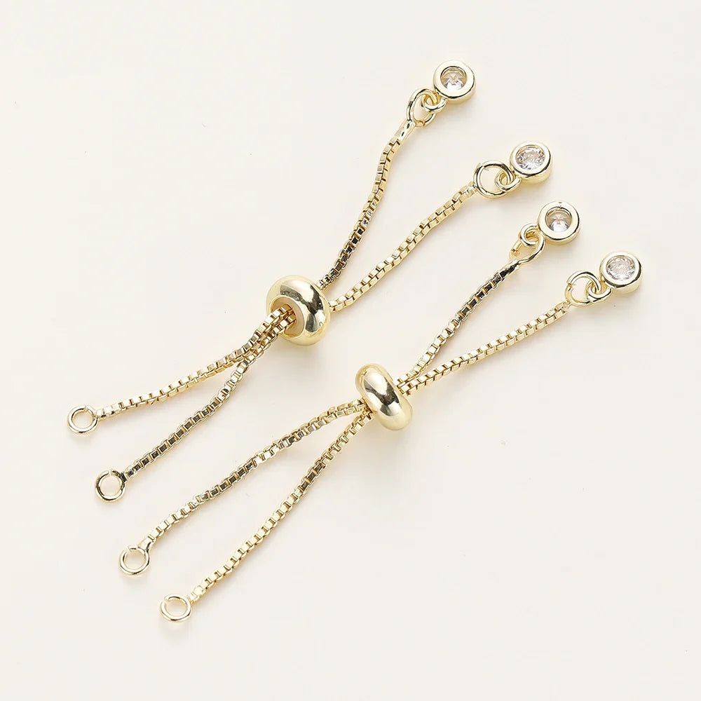 2/4pcs 5/7/12cm 14K/18K Gold Color Plated Brass Adjustable Slider Chains For DIY Bracelet Making Jewelry Making Accessories Vera Lux