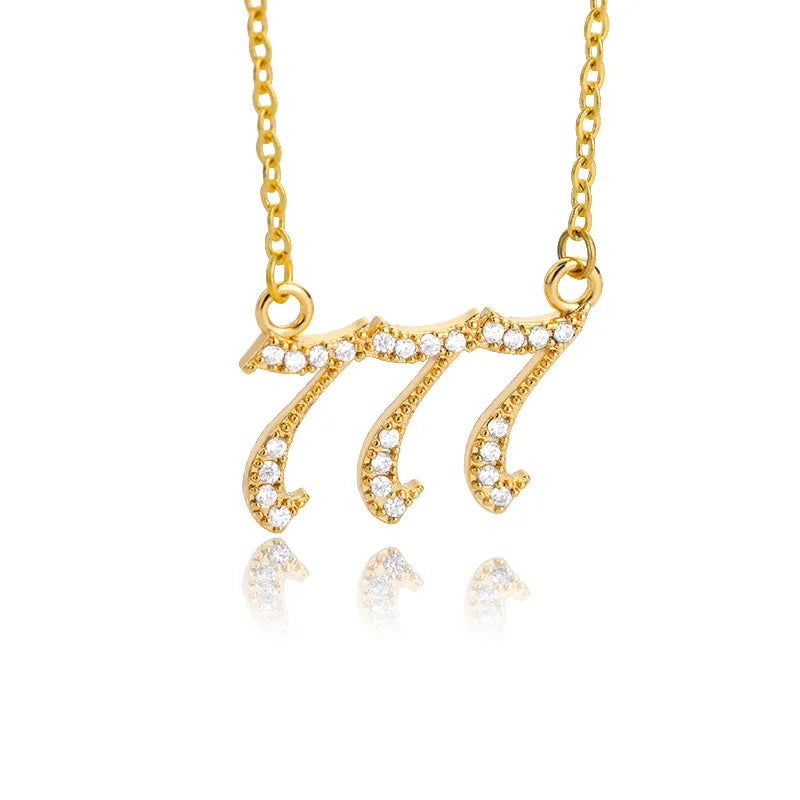 111 222 333 444 555 666 777 888 999 Necklaces For Women Gold Color Stainless Steel Zircon Angel Number Pendant Necklace Jewelry Vera Lux