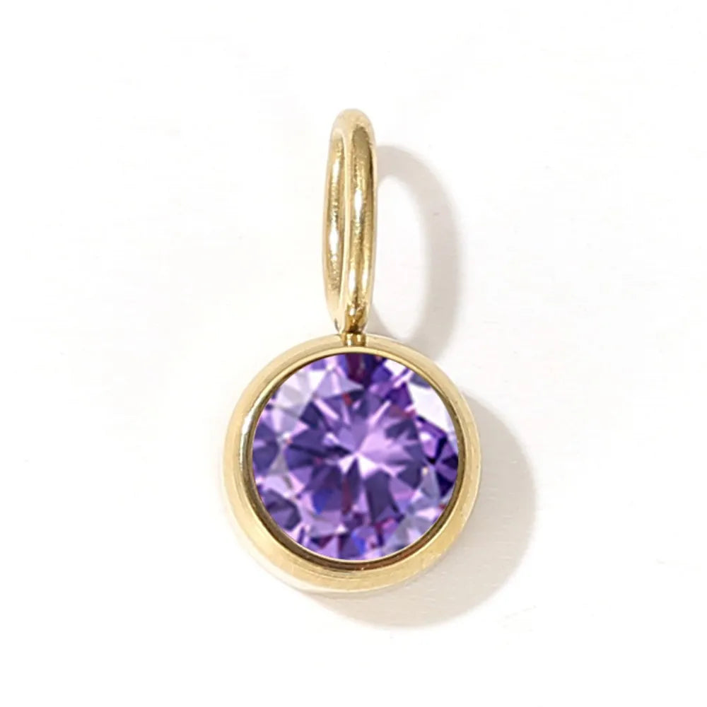 12 Color Birthstone Pendant Month Zirconia for Necklace Color Stone DIY Charms Accessories Birthday Gift Jewelry Vera Lux