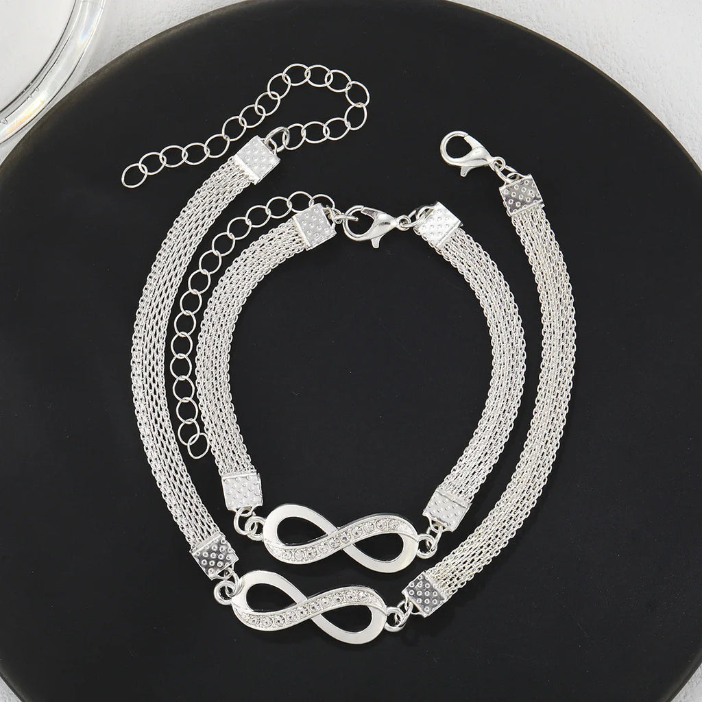 2 Pcs Set Love Heart Couple Bracelets for Women Men Silver Color Double Layer Matching Chain Bracelet Lover Jewelry Gift Vera Lux