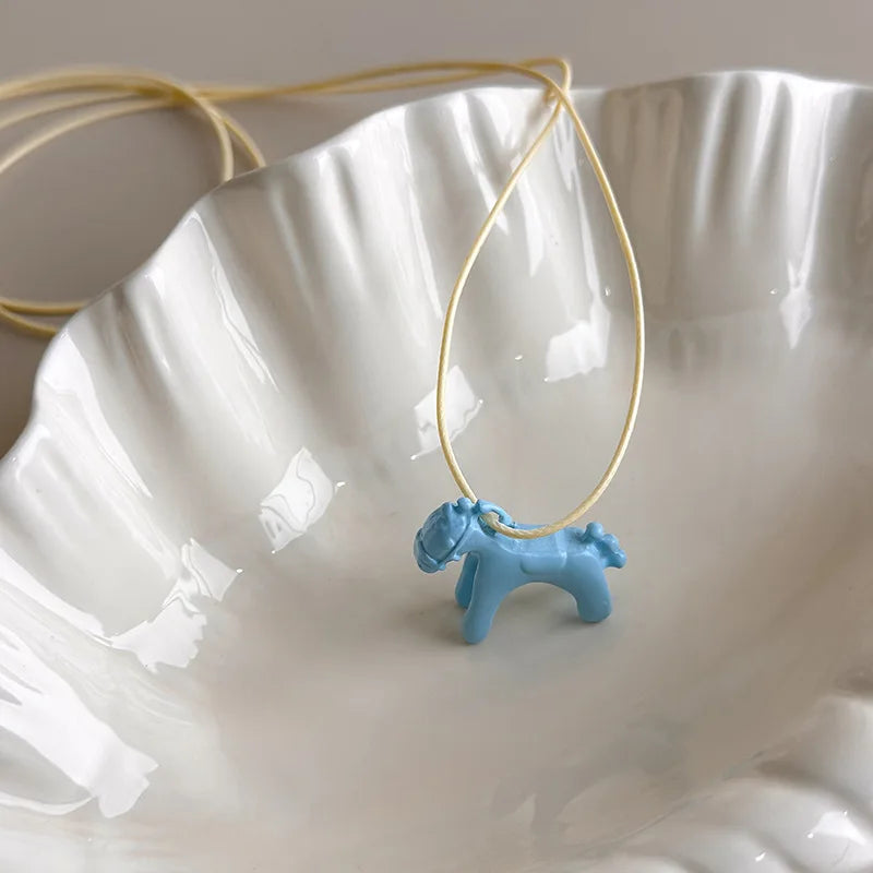 LATS Fashion Colorful Horse Pendant Long Necklace for Women Adjustable Sweater Chain Necklaces Jewelry Gifts Accessories Vera Lux