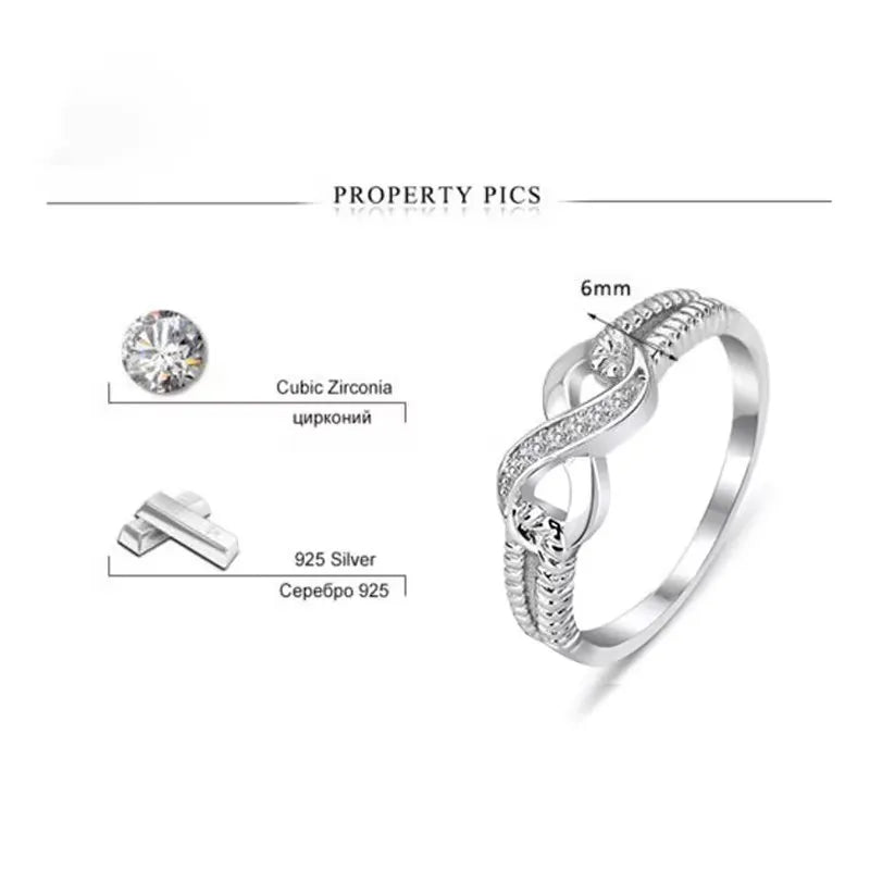 Lucky Letters 8 Shaped Rings For Women Sterling Silver Color AAA Cubic Zirconia Eternity Jewelry Female Wedding Gift Vera Lux