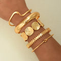 5Pcs/Set Punk Geometry Multilayer Bangles for Women Delicate Gold Color Metal Knot Cuff Bracelets Fashion Hip Hop Party Jewelry Vera Lux
