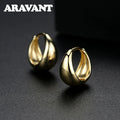 925 Silver 14mm 18K Gold Egg Hoop Earring For Women Fashion Jewelry Vera Lux