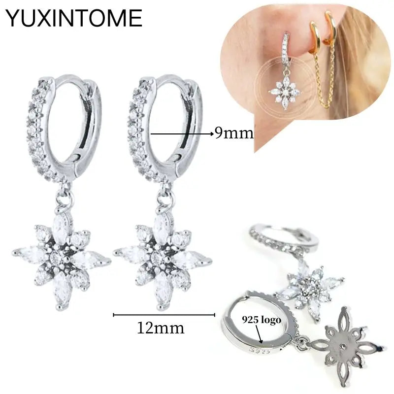 925 Sterling Silver Ear Needle Fashion Hoop Earrings White Crystal Luxury Women's Silver Earrings Wedding Women's Jewelry Gift Vera Lux