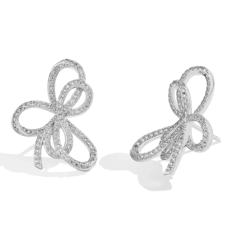 MINTYBOX Bowknot Moissanite Stud Earrings for Women S925 Sterling Silver Lab Diamond Earring Luxury Engagement Jewelry Gift Vera Lux