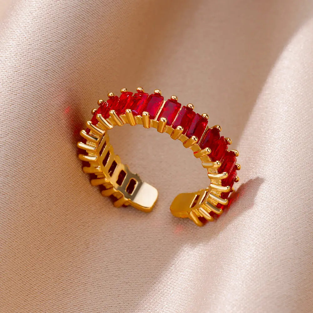 Anillos Gold Color Cubic Zirconia Chic Rings For Women 2025 Punk Elegant Wedding Party Aesthetic Stainless Steel Ring Jewelry Vera Lux