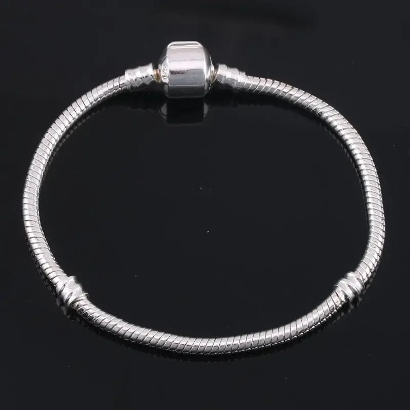Original 925 Sterling Silver Snake Bone Charm Bracelet Bangle Fine Jewelry Basic Charm Bracelets for Women men Party DIY Jewelry Vera Lux