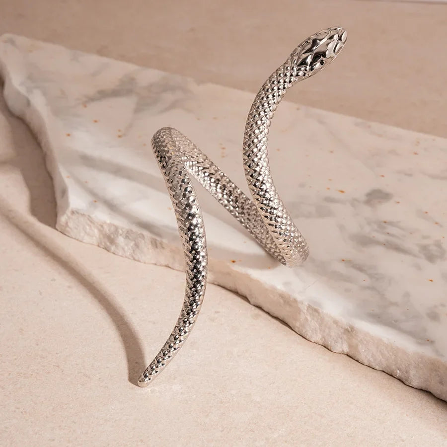 2025 New Arrival Snake Shaped Cuff Bracelet Ring Set for Women Exaggerated Metal Unique Design Bracelet Fashion Jewelry Set Vera Lux