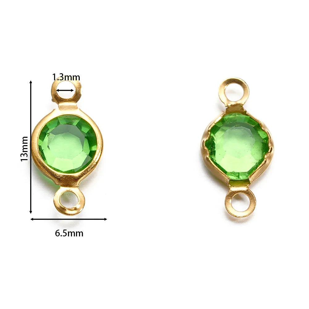 10pcs/lot Stainless Steel Crystal Round Double Ring Pendants for DIY Bracelet Necklace Beads Jewelry Making Accessories Vera Lux