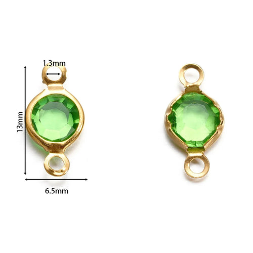 10pcs/lot Stainless Steel Crystal Round Double Ring Pendants for DIY Bracelet Necklace Beads Jewelry Making Accessories Vera Lux