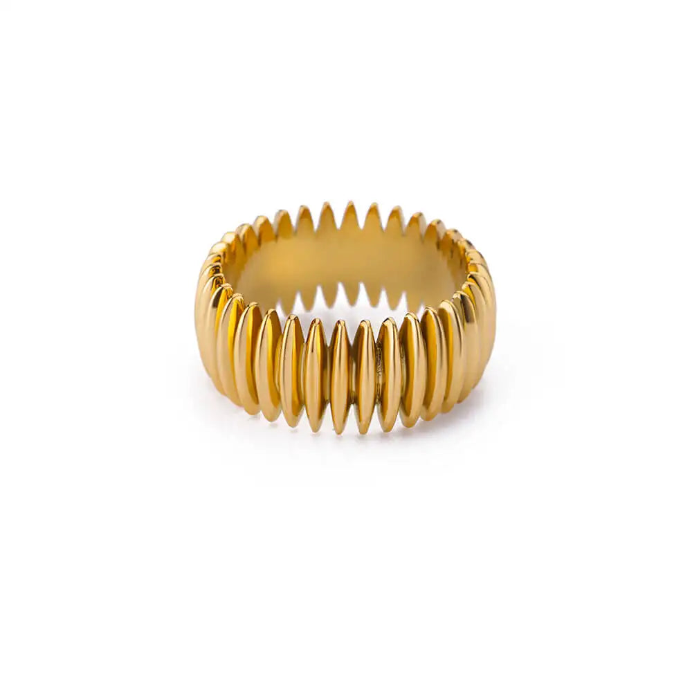 Stainless Steel Geometric Stripe Rings for Women Trendy Gold Plated Geometric Finger Ring Punk Christmas Party Jewelry Gift Vera Lux