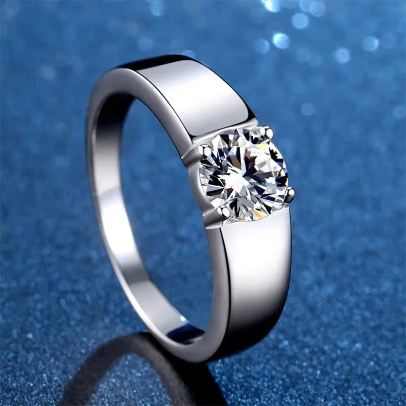 NeeTim 1ct 2ct D Moissanite Wedding Band Men Ring 925 Sterling Silver Engagement Rings For Man With Certificate Fine Jewelry Vera Lux