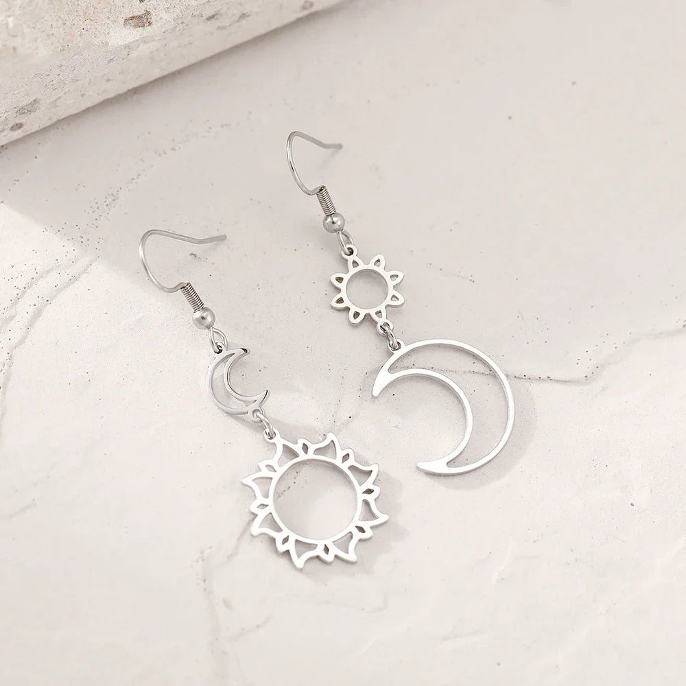 Stainless Steel Earrings Bohemian Sun Moon Totem Pendant New Senior Statement Temperament Dangle Earrings For Women Jewelry Gift Vera Lux